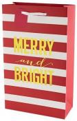 Gift Bag Merry And Bright Stripes Double Bottle 0